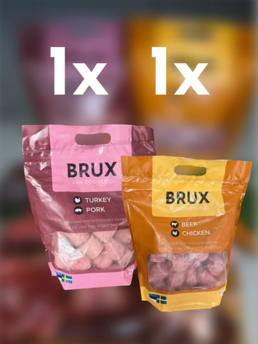 beef chicken and turkey pork balanced raw dog food brux