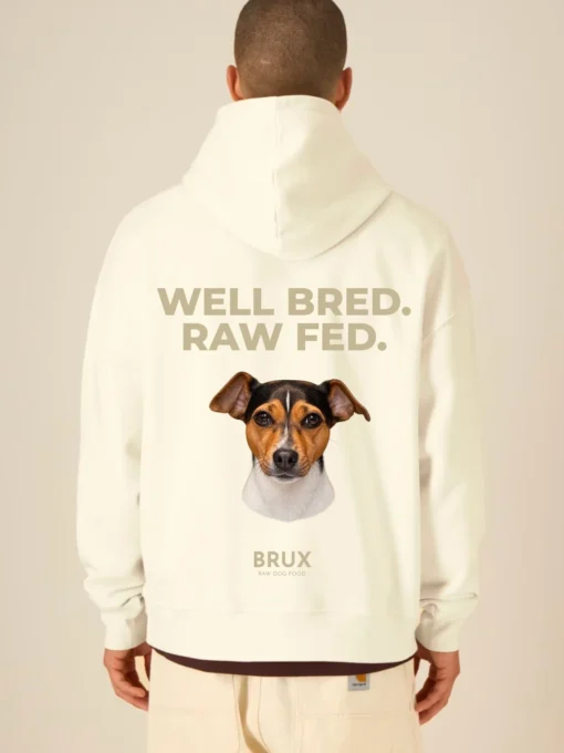 brux hoodie cream well bred raw fed