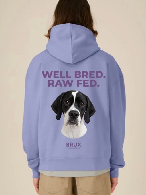 brux hoodie lavender well bred raw fed