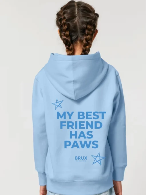 brux kids hoodie blue my best friend has paws