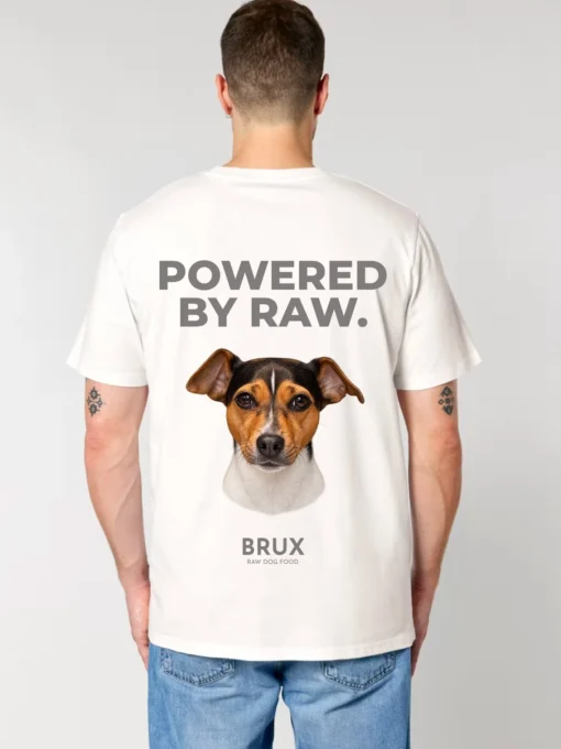 brux tshirt white powered by raw